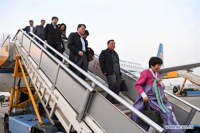 Delegates of Jilin Province to the 19th National Congress of the Communist Party of China (CPC) arrive in Beijing, capital of China, Oct. 15, 2017. The congress will start on Oct. 18. (Xinhua/Shen Hong)
