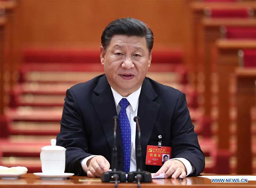 Xi Jinping presides over the preparatory meeting for the 19th National Congress of the Communist Party of China (CPC), at the Great Hall of the People in Beijing, capital of China, Oct. 17, 2017. (Xinhua/Ju Peng) 